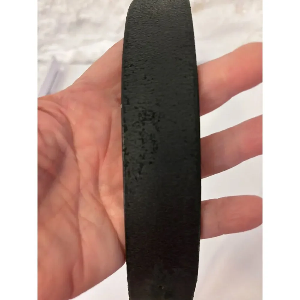 LL Bean Black Leather Belt Silver Buckle 34 1.25